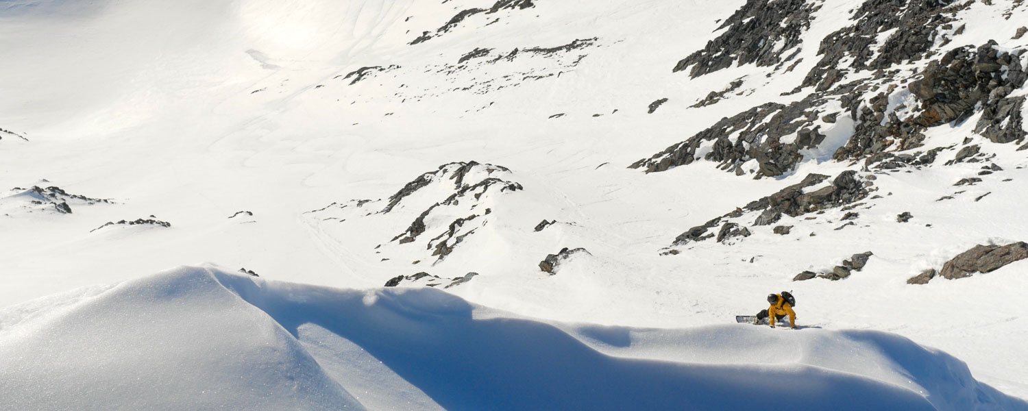 cruising down on a splitboard